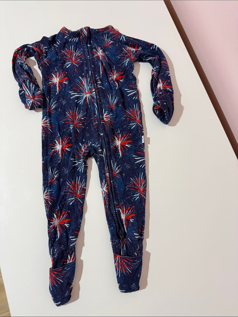 Baby Navy Blue Fireworks One-Piece Pajamas-dream big little go